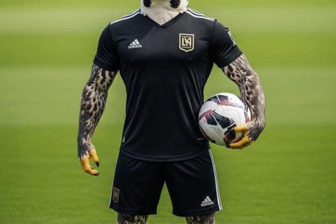 Encerrando o grupo, o LA FC, dos EUA, último clube a se classificar para o Mundial. A mascote do time norte-americano é um Falcão, introduzido em abril de 2018. Foto: Criado por IA/ Google Gemini