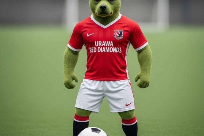 A principal mascote do Urawa Red, do Japão, é um cão/lobo alcunhado de Rédia. Em 1997, Redia foi acompanhado por Friendia, uma loba de aparência feminina. Foto: Criado por IA/ Google Gemini