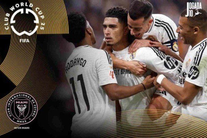Merengues são um dos grandes favoritos a serem campeões mundiais - (crédito: Foto: Arte sobre foto de Divulgação/Real Madrid) Merengues são um dos grandes favoritos a serem campeões mundiais - (crédito: Foto: Arte sobre foto de Divulgação/Real Madrid)