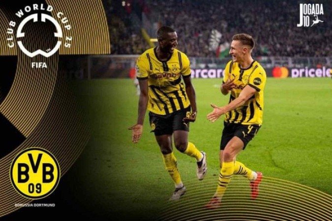 Borussia possui um título mundial de 1997 - (crédito: Foto: Arte sobre foto de Divulgação/Borussia Dortmund) Borussia possui um título mundial de 1997 - (crédito: Foto: Arte sobre foto de Divulgação/Borussia Dortmund)