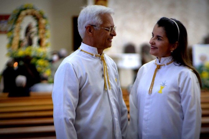  Marilene Rodrigues, 58, conheceu o marido Edilson Leone, 60, no Grupo Jovem Santo Antônio (GJSAT) ainda na adolescência