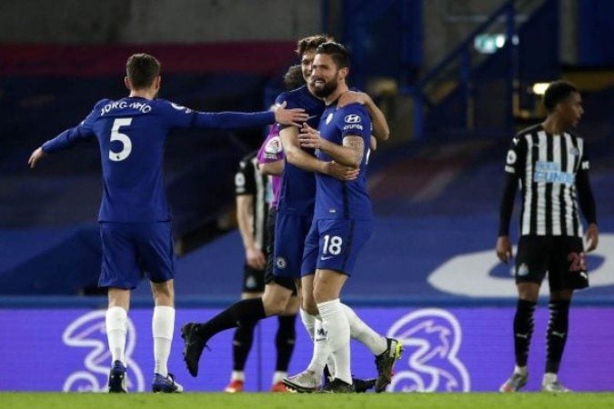 Giroud e Jorginho em ação pelo Chelsea - (crédito: Foto: Paul Childs - Pool/Getty Images) Giroud e Jorginho em ação pelo Chelsea - (crédito: Foto: Paul Childs - Pool/Getty Images)