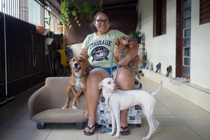 Célia Caldas resgatou três cães nas ruas — dois deles tocaram mais o seu coração - (crédito: Ed Alves CB/DA Press) Célia Caldas resgatou três cães nas ruas — dois deles tocaram mais o seu coração - (crédito: Ed Alves CB/DA Press)