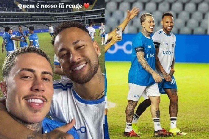 Mc Daniel foi convidado de Neymar em jogo beneficente na Vila Belmiro -  (crédito: Fotos: Reprodução / Instagram)