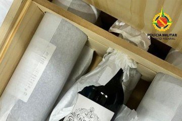 A carga é composta por 57 garrafas de vinho, sendo avaliada em aproximadamente R$ 30 mil -  (crédito: Divulgaçãp/PMDF)