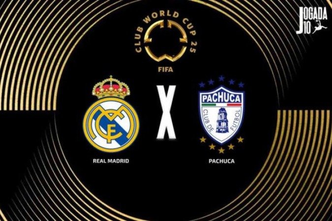 Real Madrid encara o Pachuca na segunda rodada do Mundial de Clubes  -  (crédito: Foto: Arte/Jogada10)