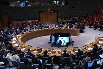 China, França, Federação Russa, Reino Unido e Estados Unidos são os cinco membros permanentes do Conselho e contam com poder de veto. Outros 10 países são membros não-permanentes e não têm poder de veto. - (crédito: Bryan R. SMITH / AFP) China, França, Federação Russa, Reino Unido e Estados Unidos são os cinco membros permanentes do Conselho e contam com poder de veto. Outros 10 países são membros não-permanentes e não têm poder de veto. - (crédito: Bryan R. SMITH / AFP)