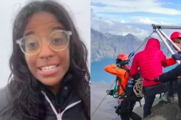 A brasileira Juliana Marins, de 26 anos, que havia desaparecido após escorregar e cair em um penhasco no Monte Rinjani, na Indonésia, foi localizada novamente por equipes de resgate. -  (crédito: Montagem/Reprodução/Redes Sociais)