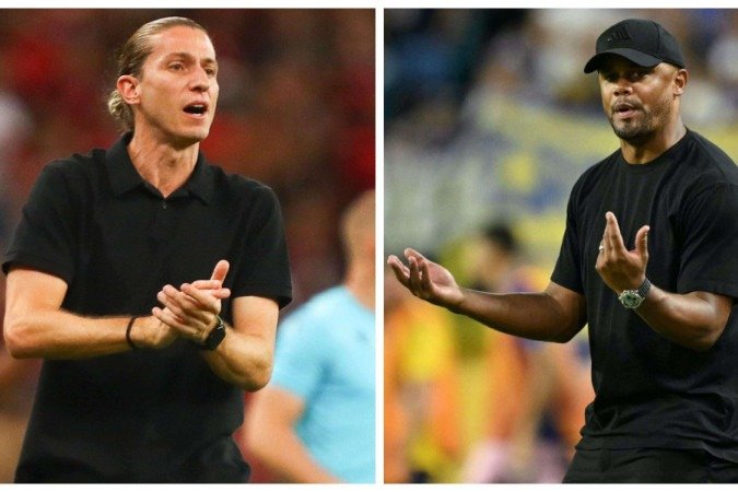 Filipe Luís e Kompany são os influenciadores de Flamengo e Bayern de Munique - (crédito: Gilvan de Souza/Flamengo e Patricia de Melo Moreira/AFP) Filipe Luís e Kompany são os influenciadores de Flamengo e Bayern de Munique - (crédito: Gilvan de Souza/Flamengo e Patricia de Melo Moreira/AFP)