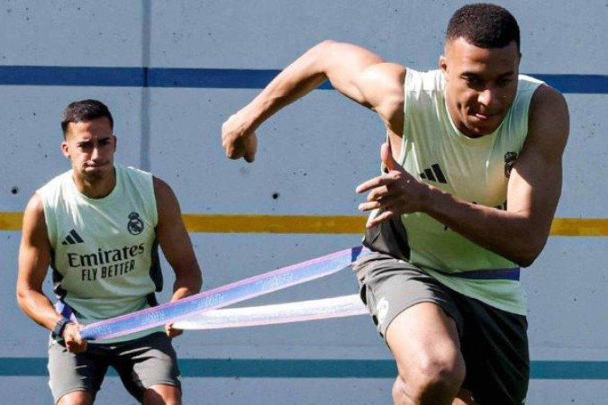 Mbappé em treino do Real - (crédito: Foto: reprodução X) Mbappé em treino do Real - (crédito: Foto: reprodução X)