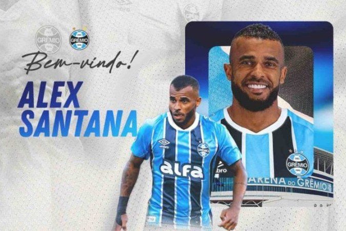 Meio-campista Alex Santana utilizará a camisa 80 no Grêmio -  (crédito: Foto: reprodução/gremio.net)