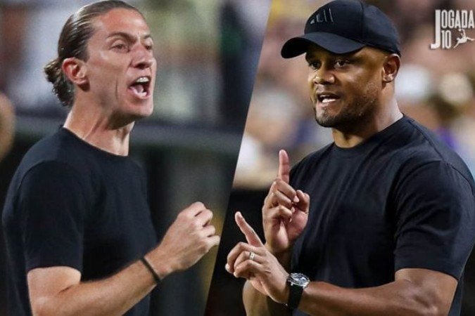 Filipe Luís e Kompany fazem embate em Flamengo x Bayern de Munique -  (crédito: Fotos: Gilvan de Souza/Flamengo e Reprodução/FC Bayern)