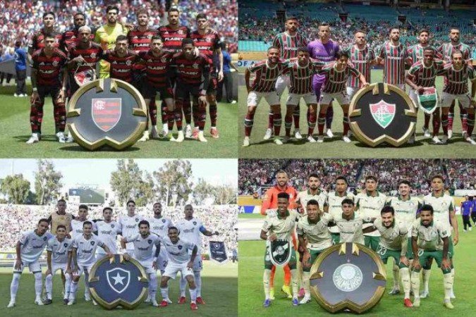 Equipes do Flamengo, Fluminense, Botafogo e Palmeiras - (crédito: Gilvan de Souza/CRF, Marcelo Gonçalves/ FFC Vitor Silva / BFR e Cesar Greco / Palmeiras) Equipes do Flamengo, Fluminense, Botafogo e Palmeiras - (crédito: Gilvan de Souza/CRF, Marcelo Gonçalves/ FFC Vitor Silva / BFR e Cesar Greco / Palmeiras)