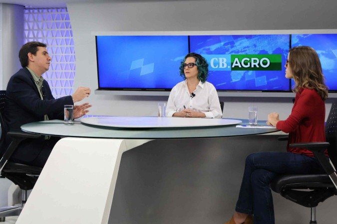 O secretário de Agricultura do DF, Rafael Bueno, durante entrevista ao CB.Agro. Na bancada, Adriana Bernardes (C) e Mariana Niederauer
- (crédito: Bruna Gaston CB/DA Press) O secretário de Agricultura do DF, Rafael Bueno, durante entrevista ao CB.Agro. Na bancada, Adriana Bernardes (C) e Mariana Niederauer
- (crédito: Bruna Gaston CB/DA Press)