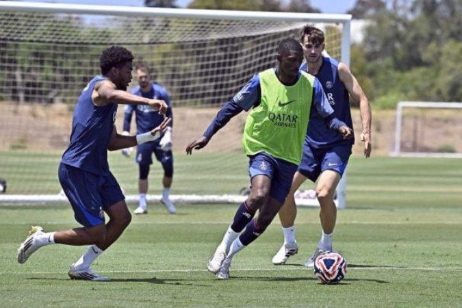 Jogadores do PSG durante treinamento da equipe nos Estados Unidos - (crédito: Foto: Divulgação ) Jogadores do PSG durante treinamento da equipe nos Estados Unidos - (crédito: Foto: Divulgação )