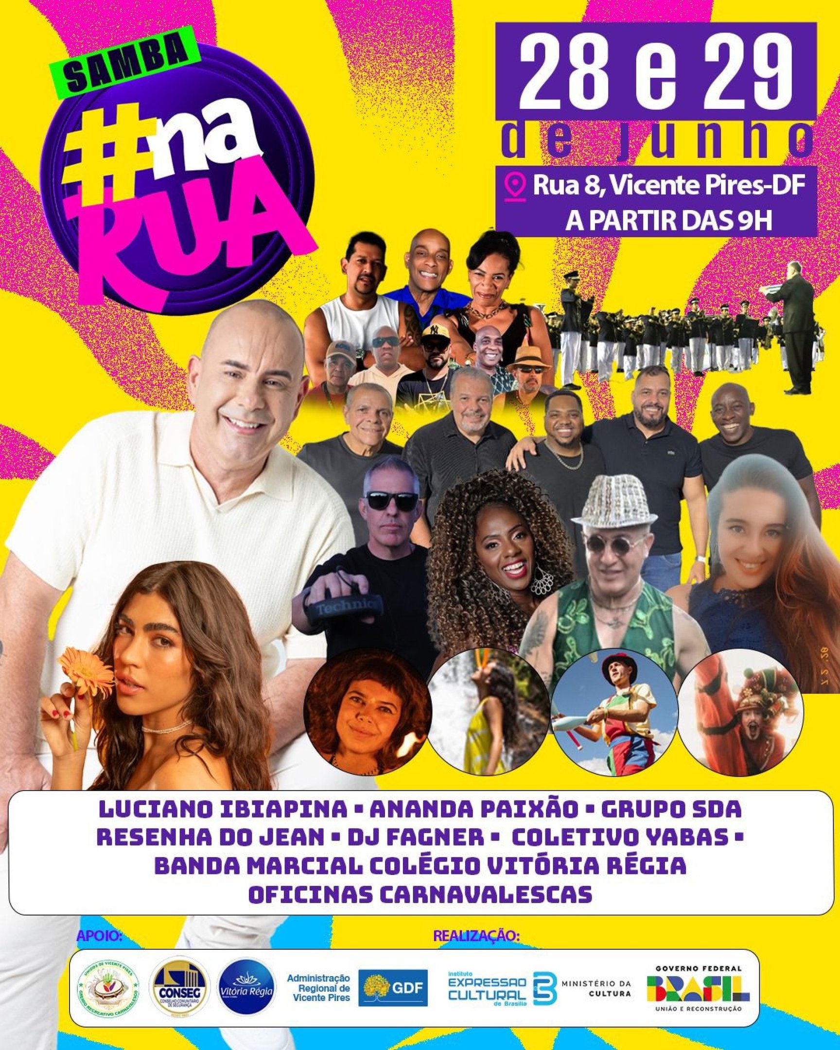Evento Samba na Rua ocupa Vicente Pires com apresentações e oficinas