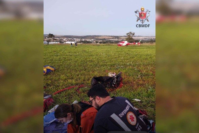 A área foi isolada e ficou sob os cuidados da Polícia Militar de Goiás (PMGO) - (crédito: Divulgação/CBMDF) A área foi isolada e ficou sob os cuidados da Polícia Militar de Goiás (PMGO) - (crédito: Divulgação/CBMDF)