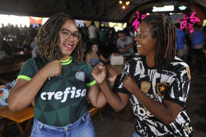 Torcidas de Botafogo e Palmeiras dividiram o espaço em paz -  (crédito: Minervino Júnior/CB/D.A.Press)