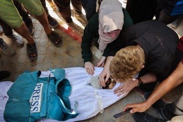 O corpo de Ismail Abu Hatab: jornalista era frequentador assíduo