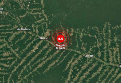 Epicentro do abalo sísmico foi localizado próximo ao município de São João da Baliza -  (crédito: Reprodução/Observatório Nacional )