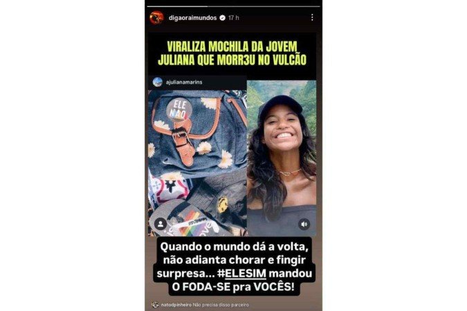 Digão critica posicionamento político de Juliana Marins