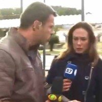 Episódio aconteceu quando Lucas Martins, da Band, empurrou a jornalista Grace Abdou, da Record -  (crédito: Reprodução/Record)