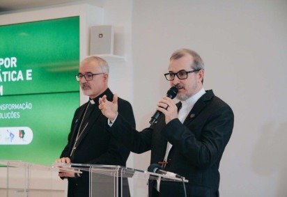 Coletiva de imprensa realizada nesta segunda-feira (1º/7), na sede da Conferência Nacional dos Bispos do Brasil (CNBB), em Brasília -  (crédito: Ascom/ CNBB)