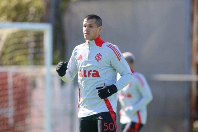 Alan Benítez fez sua primeira atividade com o elenco do Inter - (crédito: Foto: Ricardo Duarte/Internacional) Alan Benítez fez sua primeira atividade com o elenco do Inter - (crédito: Foto: Ricardo Duarte/Internacional)