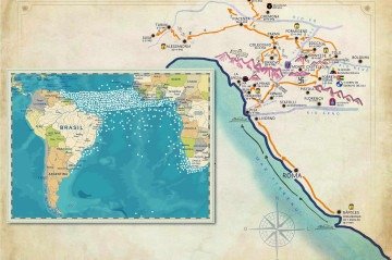 Morte nas águas do Atlântico Sul - Não foram apenas os navios brasileiros. Mercantes ou de guerra, 548 navios e submarinos de dezessete países, incluindo Alemanha, foram afundados entre Brasil e África durante  Segunda Guerra. Imagem de Trincheira tropical, livro de Ruy Castro