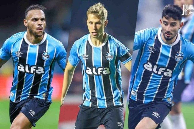 Trio que Ã© frequentemente titular no GrÃªmio foi desfalque em jogo-treino contra o AimorÃ© -  (crédito: Fotos: Lucas Uebel / GrÃªmio FBPA)