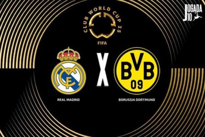 Real Madrid e Borussia Dortmund fecham a frase de quartas de final do Mundial de Clubes - (crédito: Foto: Arte/Jogada10) Real Madrid e Borussia Dortmund fecham a frase de quartas de final do Mundial de Clubes - (crédito: Foto: Arte/Jogada10)