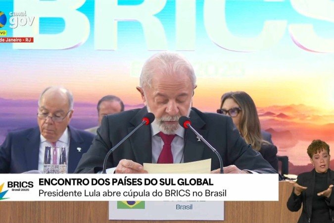 Lula faz discurso na sessão Paz e Segurança, Reforma da Governança Global do BRICS - (crédito: Reprodução Youtube) Lula faz discurso na sessão Paz e Segurança, Reforma da Governança Global do BRICS - (crédito: Reprodução Youtube)