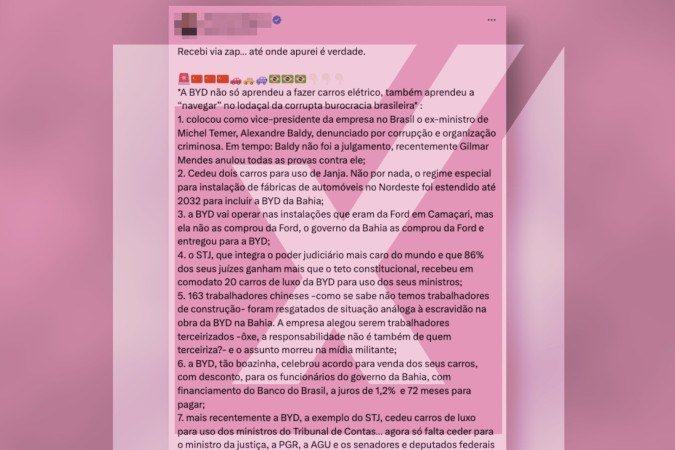 A cessão de carros da montadora chinesa BYD a órgãos públicos como a Presidência da República, o Tribunal de Contas da União (TCU) e o Superior Tribunal de Justiça (STJ) se deu por meio de contratos de comodato regulares e públicos - (crédito: Reprodução/Comprova) A cessão de carros da montadora chinesa BYD a órgãos públicos como a Presidência da República, o Tribunal de Contas da União (TCU) e o Superior Tribunal de Justiça (STJ) se deu por meio de contratos de comodato regulares e públicos - (crédito: Reprodução/Comprova)