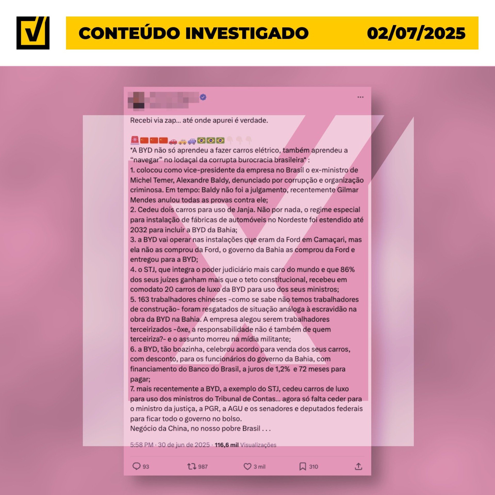 A cessão de carros da montadora chinesa BYD a órgãos públicos como a Presidência da República, o Tribunal de Contas da União (TCU) e o Superior Tribunal de Justiça (STJ) se deu por meio de contratos de comodato regulares e públicos - (crédito: Reprodução/Comprova) A cessão de carros da montadora chinesa BYD a órgãos públicos como a Presidência da República, o Tribunal de Contas da União (TCU) e o Superior Tribunal de Justiça (STJ) se deu por meio de contratos de comodato regulares e públicos - (crédito: Reprodução/Comprova)