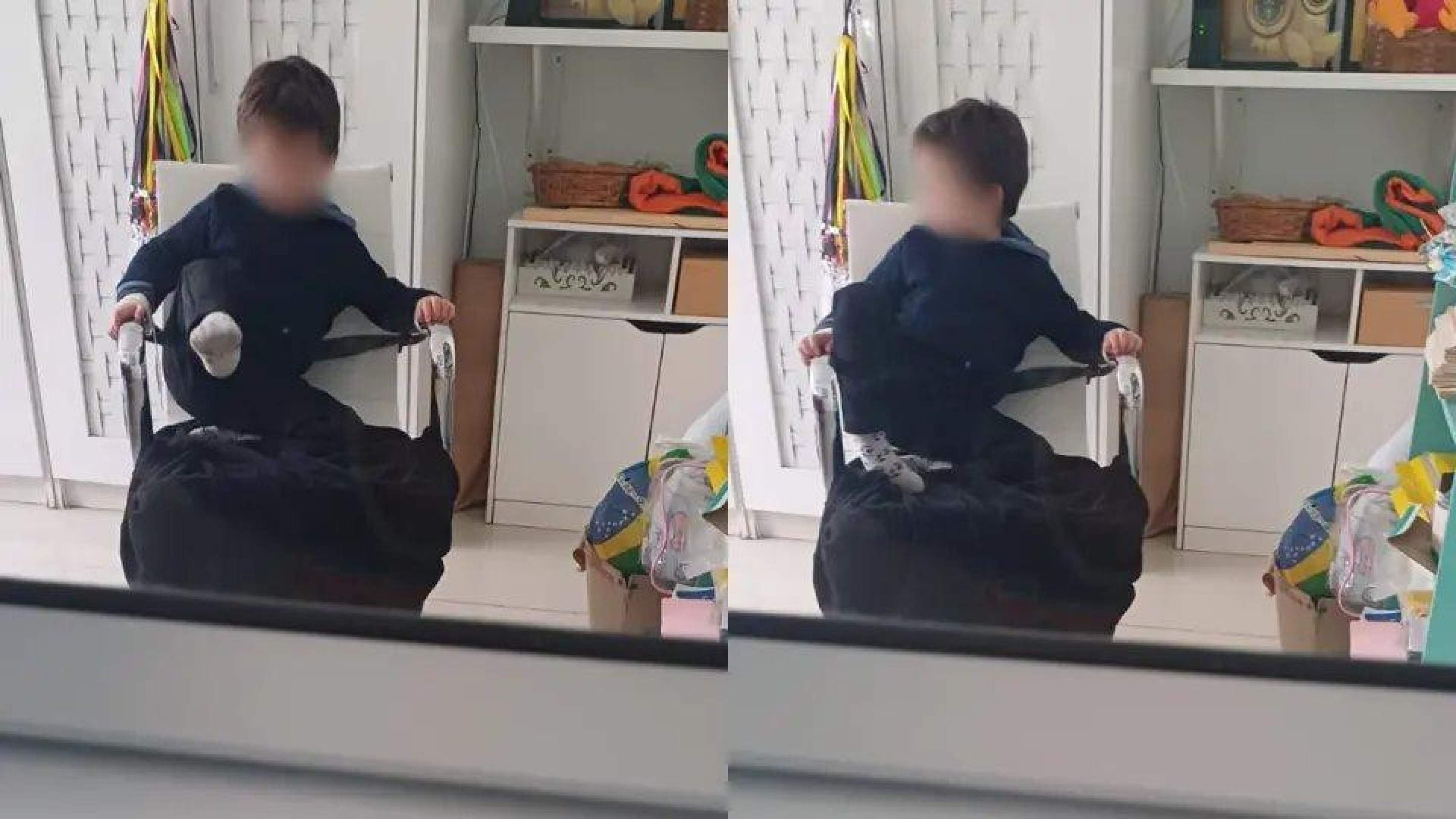 Mais imagens mostram o menino amarrado