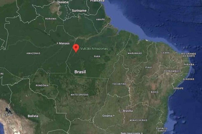 Vulcão Amazonas está localizado na Floresta Amazônica, estado do Pará - (crédito: Reprodução/Google Earth)