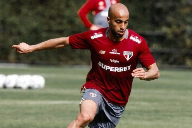 Lucas Moura participou do treino do São Paulo neste domingo -  (crédito: Foto: Rubens Chiri / São Paulo FC)