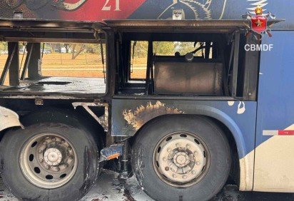 Incêndio em ônibus de turismo no setor policial