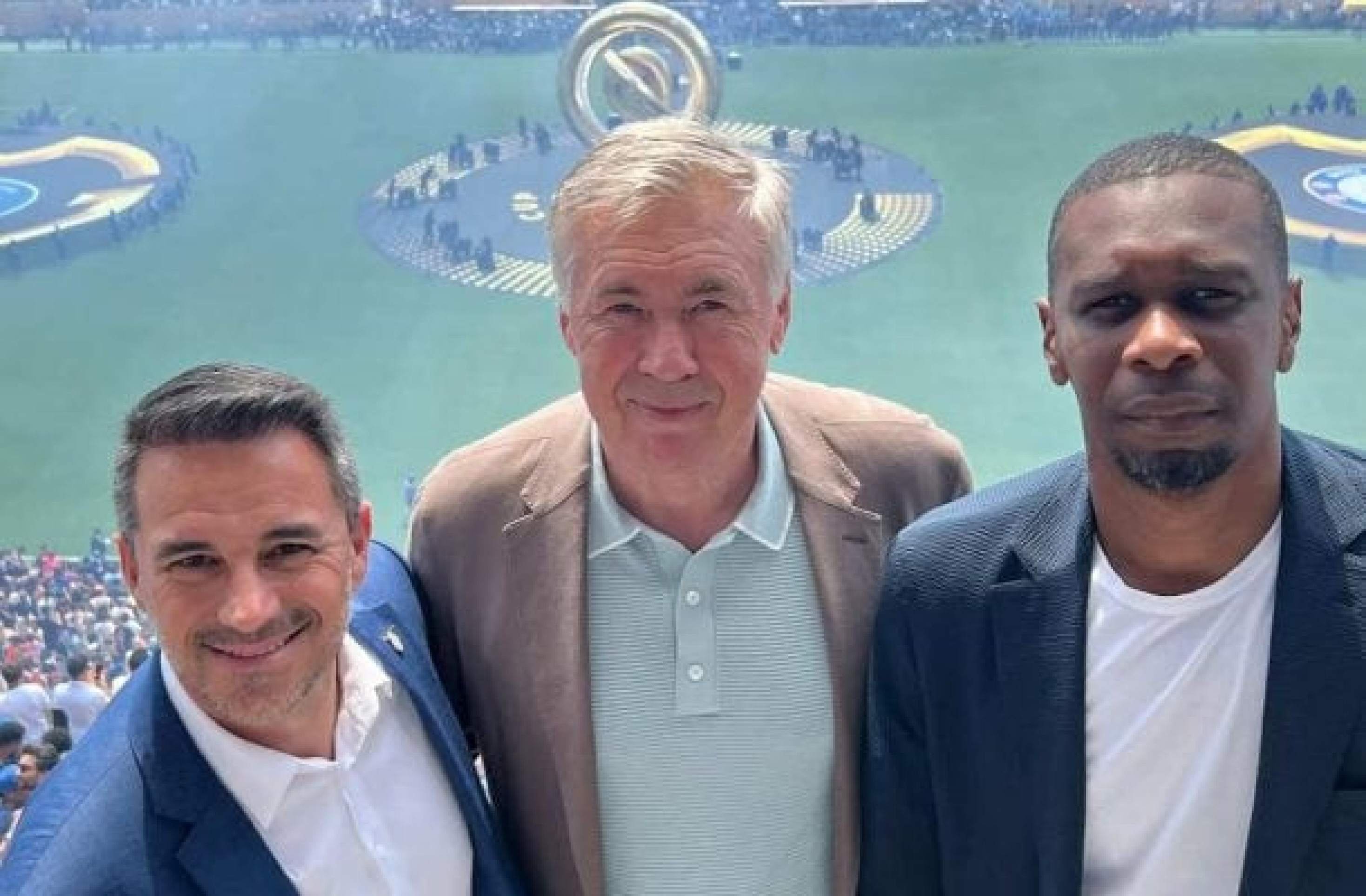 Ancelotti, Rodrigo Caetano e Juan Santos na final do Mundial de Clubes -  (crédito: Foto: Divulgação/Instagram/@mrancelotti)