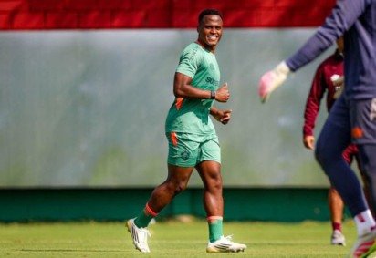 Arias durante o treinamento do Fluminense no CT Carlos Castilho -  (crédito: Foto: Marina Garcia/Fluminense FC)