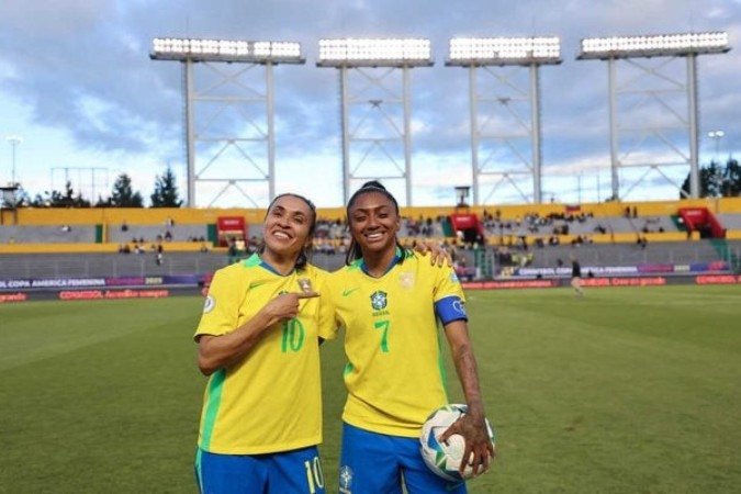 Kerolin celebrou a vitória na Copa América e exaltou o papel de Marta em seu desenvolvimento -  (crédito: Foto: Lívia Villas Boas / CBF)