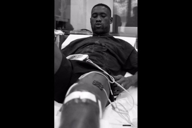 Bastos, do Botafogo, durante a recuperação da lesão no joelho esquerdo - (crédito: Foto: Reprodução/Instagram) Bastos, do Botafogo, durante a recuperação da lesão no joelho esquerdo - (crédito: Foto: Reprodução/Instagram)