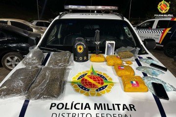 PMDF prende trio com 6kg de skank durante operação do TOR em Brazlândia -  (crédito: PMDF/Divulgação)