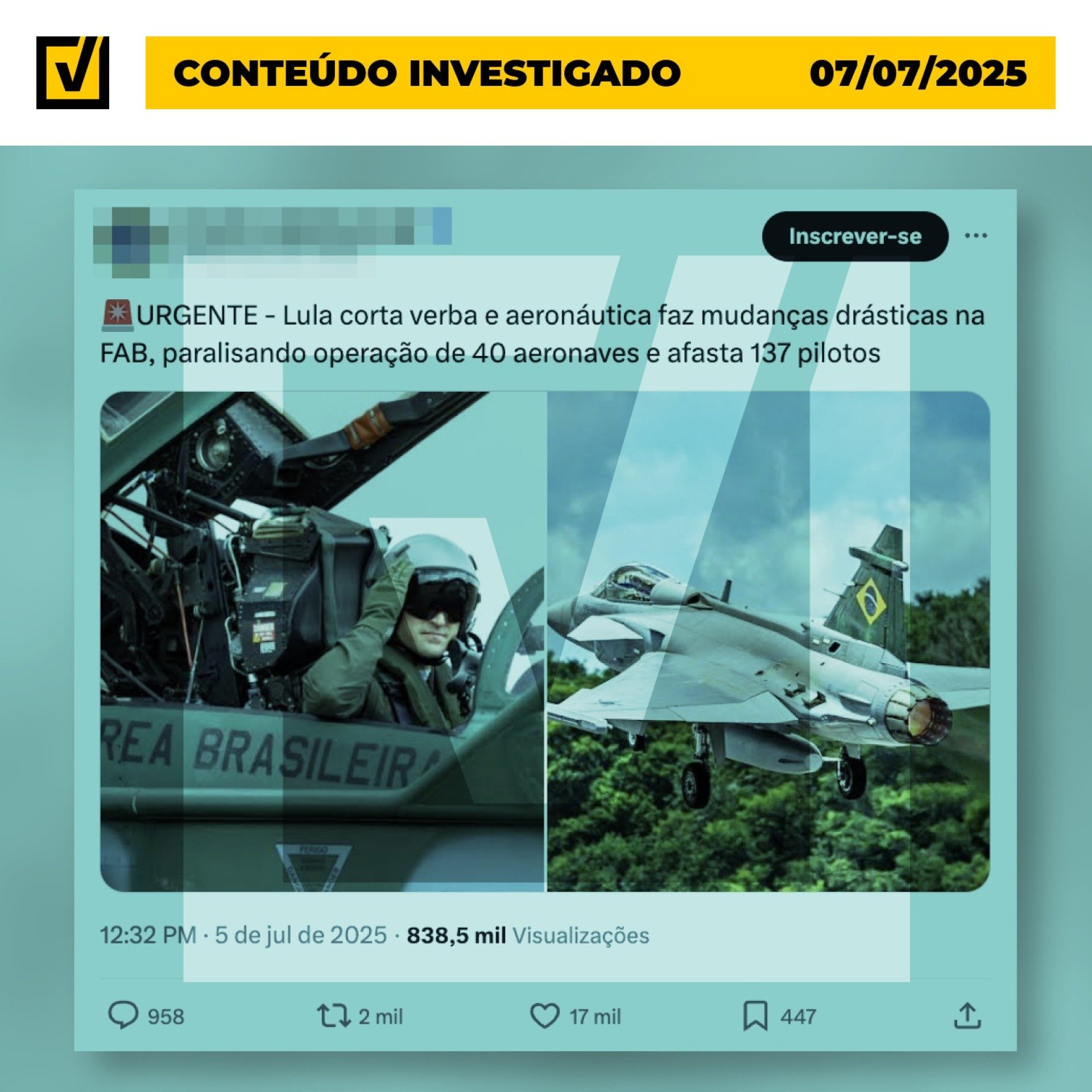 FAB vai afastar 137 pilotos e paralisar aeronaves, como diz postagem