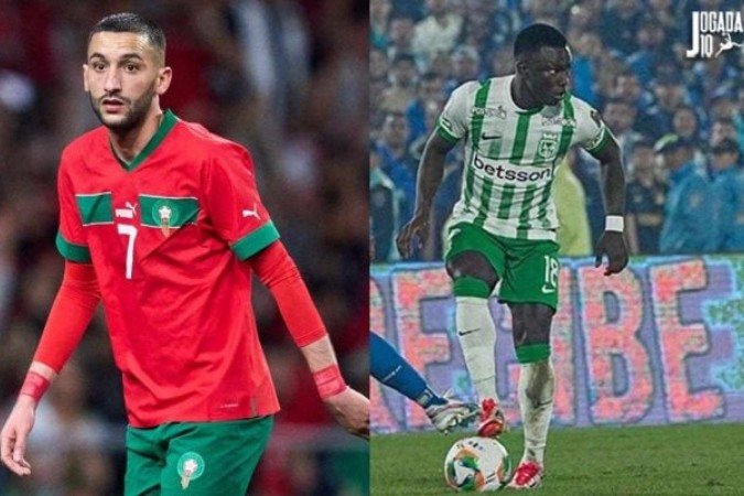 Ziyech e Hinestroza passaram pelo radar do Botafogo - (crédito: Foto: Alex Caparros/Getty Images e Divulgação/Atletico Nacional) Ziyech e Hinestroza passaram pelo radar do Botafogo - (crédito: Foto: Alex Caparros/Getty Images e Divulgação/Atletico Nacional)