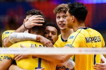 Brasil levou a melhor contra a Alemanha, vencendo a partida por 3 sets a 1 -  (crédito: Reprodução/Instagram/@cbvolei)