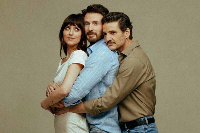 Pela ordem, Dakota Johnson, Chris Evans e Pedro Pascal - (crédito: Sony Pictures) Pela ordem, Dakota Johnson, Chris Evans e Pedro Pascal - (crédito: Sony Pictures)