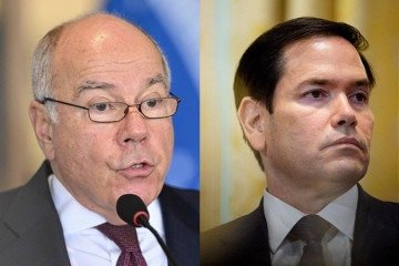 Encontro ocorreu em Niágara, no Canadá, às margens de reunião de chanceleres do G7 - (crédito: Evaristo Sá/AFP -- Andrew Harnik / GETTY IMAGES) Encontro ocorreu em Niágara, no Canadá, às margens de reunião de chanceleres do G7 - (crédito: Evaristo Sá/AFP -- Andrew Harnik / GETTY IMAGES)