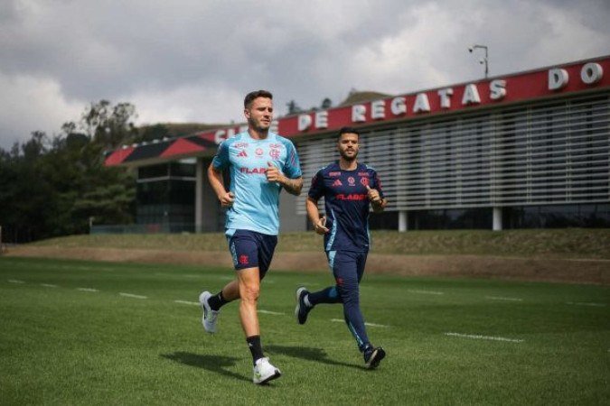Saúl em treino no Ninho do Urubu - (crédito: Foto: Adriano Fontes/Flamengo) Saúl em treino no Ninho do Urubu - (crédito: Foto: Adriano Fontes/Flamengo)