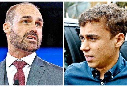 Eduardo Bolsonaro e Nikolas Ferreira -  (crédito: Sauel Loeb/AFP / Gladyston Rodrigues/EM/D.A.Press)